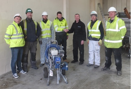 The picture shows Fraser Dodds (Atlas Mainitenance) 3rd from left shaking hands with Mick Warren (Spraytrain.com)